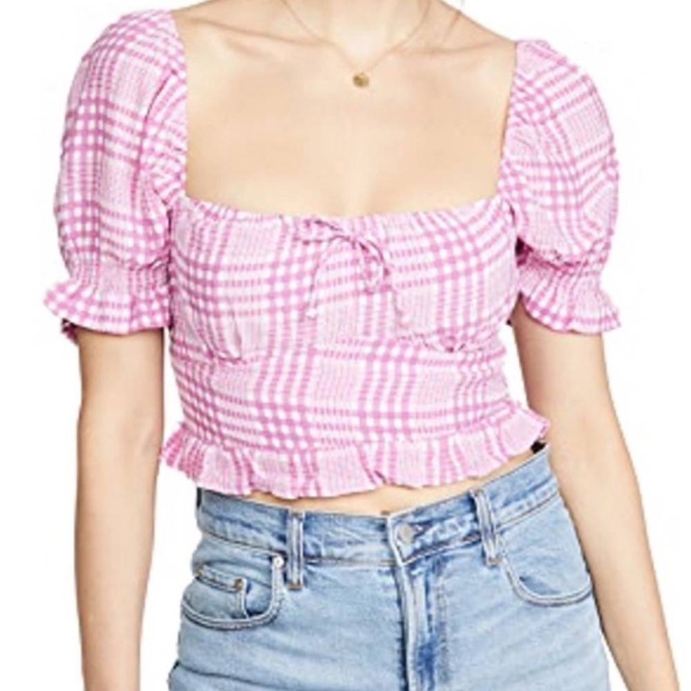 Faithful The Brand Pink Plaid Crop Top